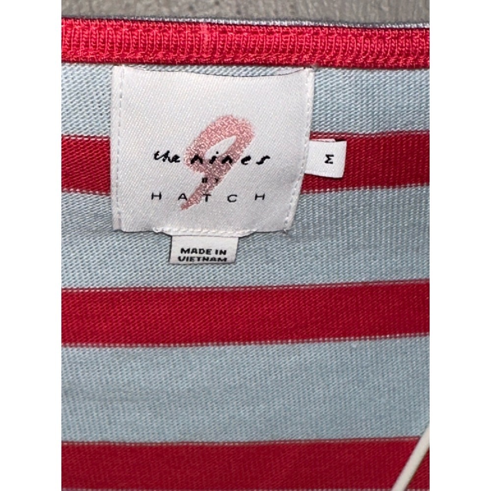 HATCH The Nines Striped Boat Neck Pocket Dress Red Light Blue Cotton size Medium - Picture 9 of 10